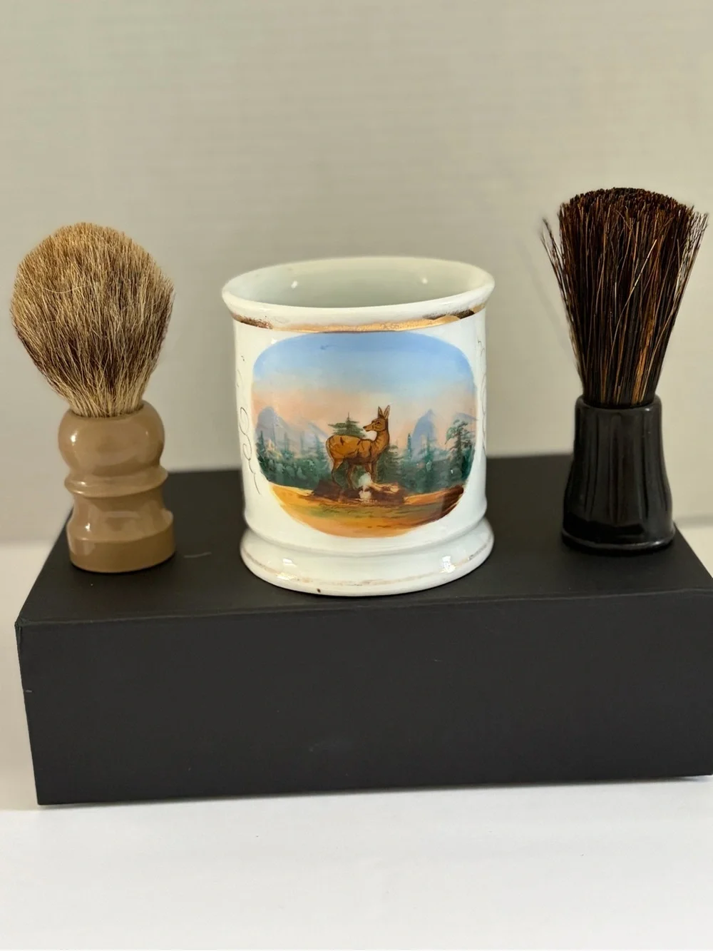Set of 3 Antique Shaving Mugs with brushes